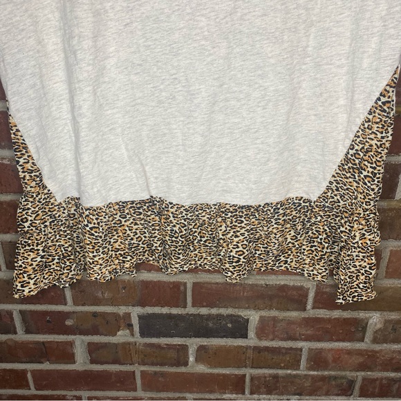 Umgee Plus Oatmeal Shirt With Animal Print Trim Size 1XL - Picture 6 of 8